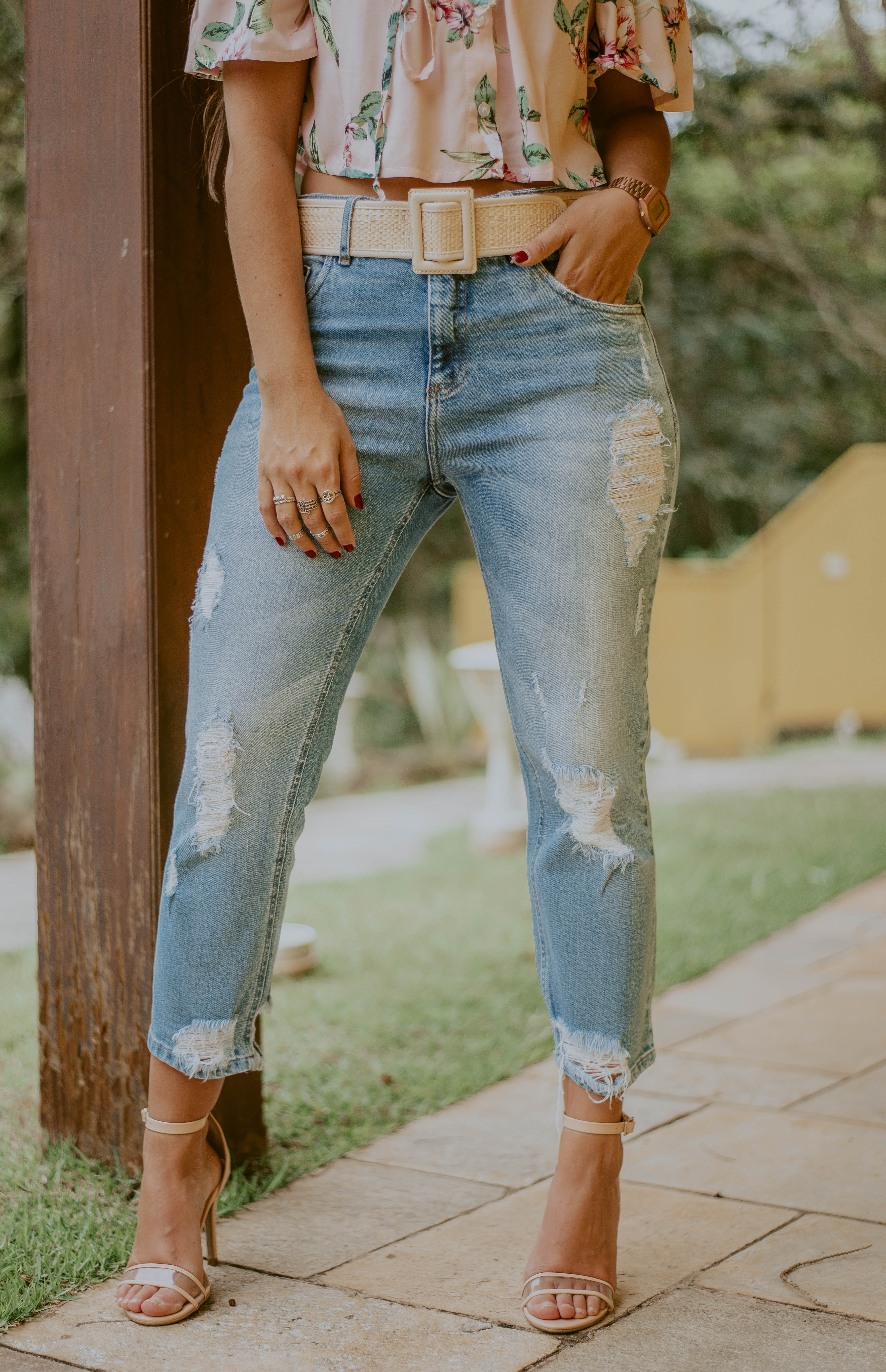 calça jeans cintura alta boyfriend