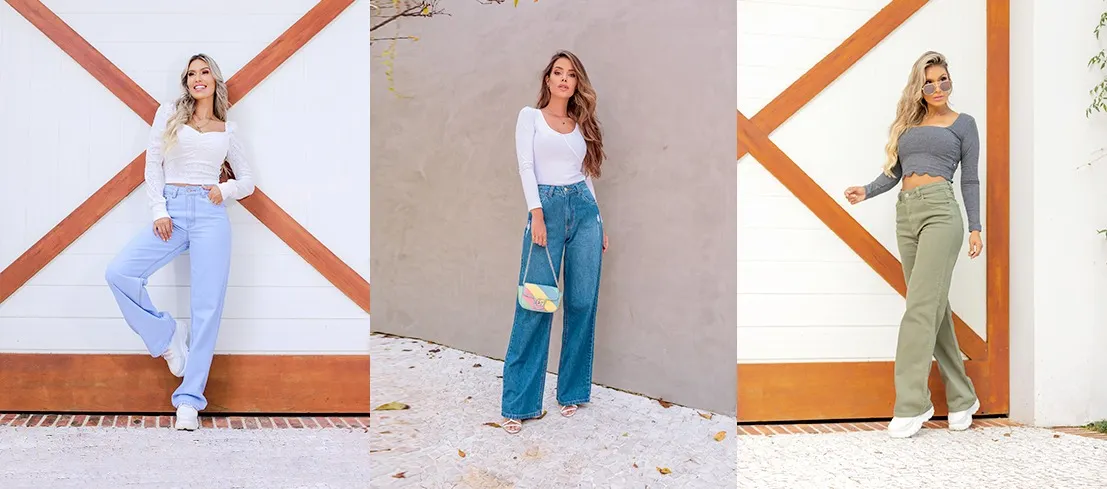 Compartilhe essa dica e COMPRE JÁ o seu look Calça Jeans Wide