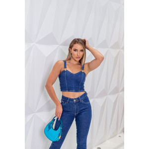 Blusa jeans feminina de hot sale alça