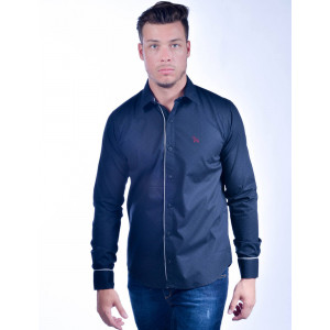 See you tomorrow Shipping plan Camisa Social Atacado Manga Longa com Micro Estampa Masculino Revanche  Bérgamo Azul Escuro | Roupas Atacado Revanche