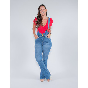 Jardineira Jeans Atacado Flare Feminina Revanche Rive Roupas