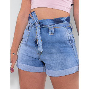 Shorts jeans de amarrar shop na cintura