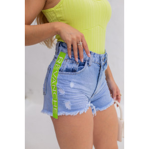 Shorts jeans com discount listras laterais