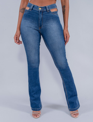 Calça Jeans Atacado Flare Feminina Revanche Ananda Azul Frente