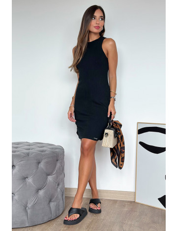 Vestido canelado atacado feminino Revanche Vanini Preto