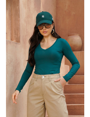 Blusa Manga Longa Atacado Feminina Revanche Adriele Verde Pinho
