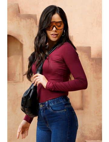 Blusa Manga Longa Atacado Feminina Revanche Adriele Vinho