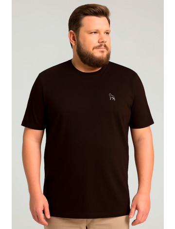 Camiseta Bordada Plus Size Atacado Masculina Revanche Medina Marrom