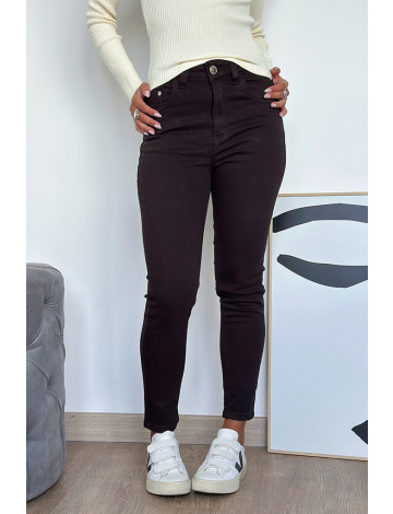 Calça Fit Barra Normal Color Com Elastano Atacado Feminina Revanche Taquara Marrom Café