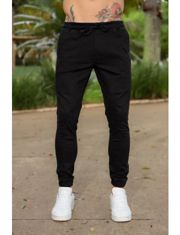 Calça Sarja Jogger Atacado Masculina Revanche Belgrado Preto