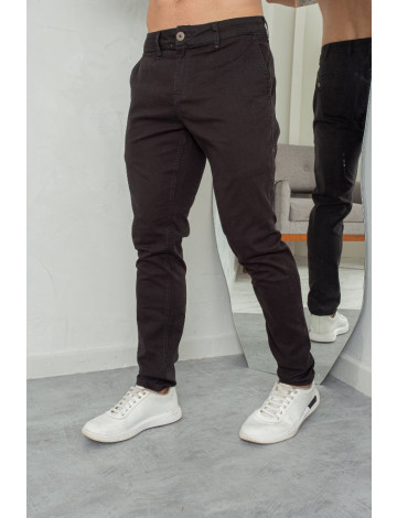 Calça Chino Sarja Com Bolso Embutido Atacado Masculina Revanche Pernes Preto