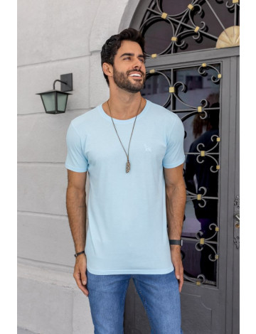 Camiseta Estonada Atacado Masculina Revanche Leandre Azul Claro