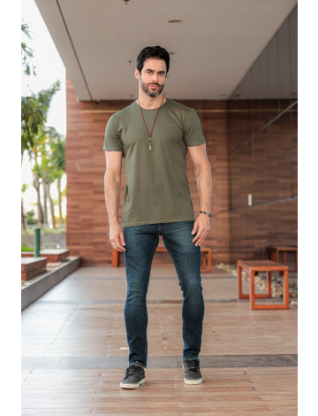 Camiseta Estonada Atacado Masculina Revanche Leandre Verde Militar