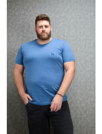 Camiseta Bordada Plus Size Atacado Masculina Revanche Medina Azul Médio