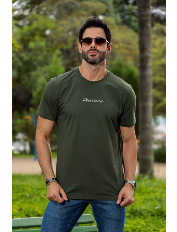 Camiseta Estampada Com Decote Careca Atacado Masculina Revanche Midelt Verde Musgo