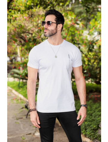Camiseta Decote Careca Estampada Atacado Masculina Revanche Cafelândia Branco