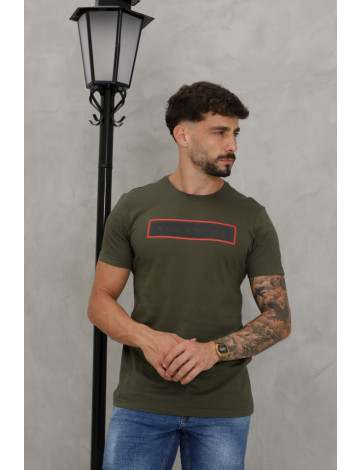 Camiseta Decote Careca Estampada Atacado Masculina Revanche Molledo Verde Musgo
