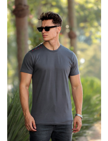 Camiseta Decote Careca Estampada Atacado Masculina Revanche Duruelo Cinza Escuro