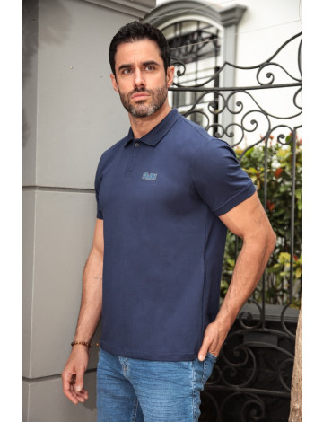 Camiseta Polo Estampada Atacado Masculino Revanche Lubeque Azul Marinho