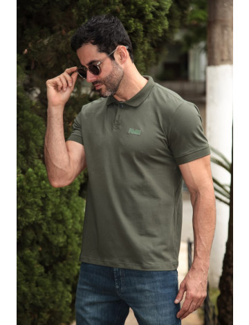 Camiseta Polo Estampada Atacado Masculino Revanche Lubeque Verde Musgo