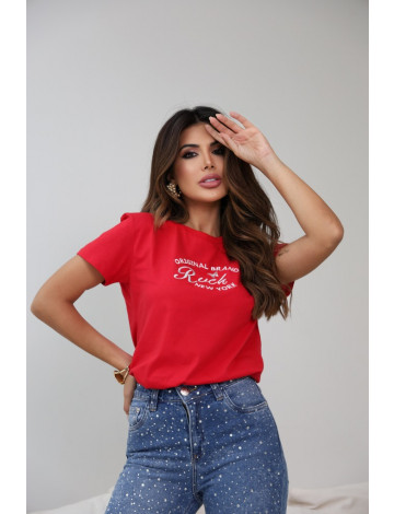 Camiseta Bordada Atacado Feminina Revanche Acilia Vermelho