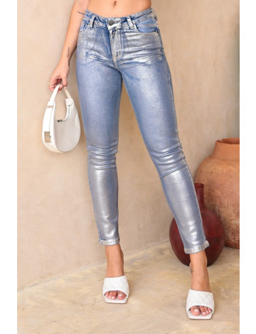 Calça Jeans Skinny Com Foil Atacado Feminina Revanche Aridal Azul