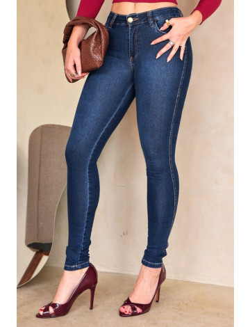 Calça Jeans Skinny Com Elástico Personalizado Atacado Feminina Revanche Luzerna Azul