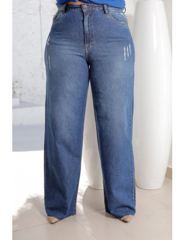 Calça Jeans Wide Barra A Fio Curvy Atacado Feminina Revanche Argóvia Azul