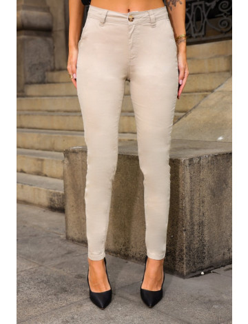 Calça Skinny Bolso Embutido Atacado Feminina Revanche Regla Areia