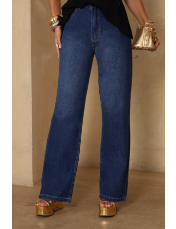 Calça Jeans Wide Leg Barra Normal Atacado Feminina Revanche Perolândia Azul