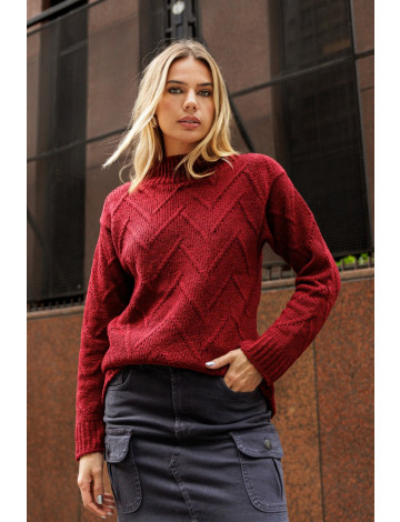 Blusa De Tricot Cacharel Manga Longa Atacado Feminina Revanche Fercal Vinho