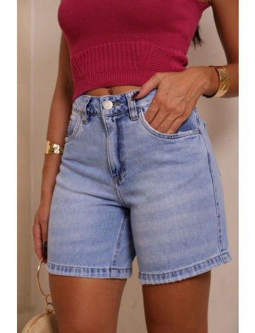 Bermuda Jeans Boyfriend 1/2 Coxa Atacado Feminina Revanche Ballia Azul