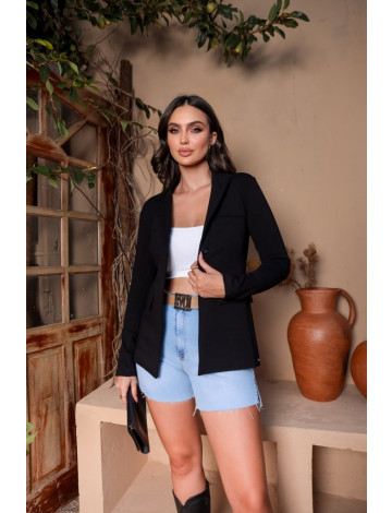 Blazer de Bandagem Atacado Feminina Revanche Rutana Preto