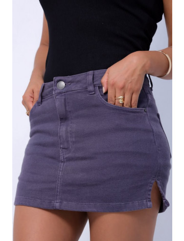 Saia Shorts Com Abertura Lateral Color Atacado Feminina Revanche Belágua Cinza Escuro