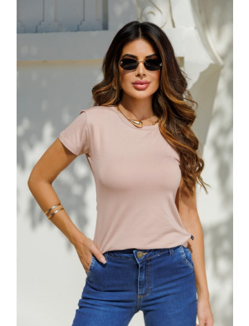 Blusa Atacado Baby Look Basica Manga Curta Feminina Revanche Sylfaenol  Caqui 