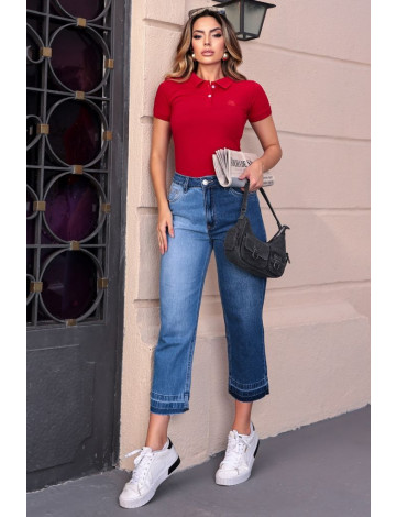 Calça Jeans Mom Cropped Atacado Feminina Revanche Ayuela Azul