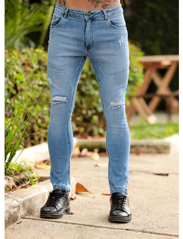 Calça Jeans Skinny Com Elastano Atacado Masculina Revanche Seixo