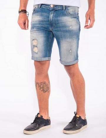 Bermuda Jeans Atacado Barra Dobrada Masculina Revanche Lomé Frente