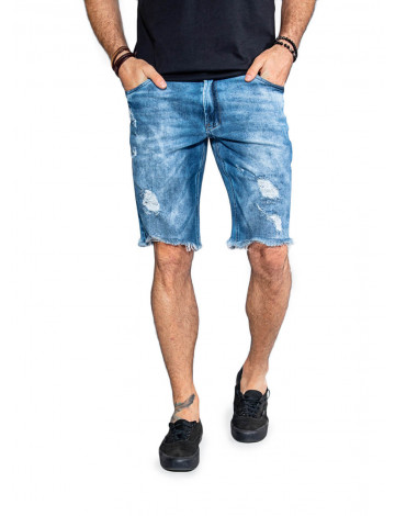 Bermuda Jeans Atacado Destroyed Masculina Revanche Louisville Frente