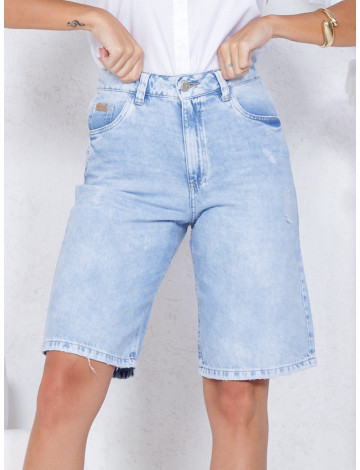 Bermuda Jeans Jorts Atacado Feminina Revanche Tejupá Azul