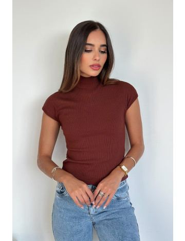 Blusa Gola Alta Atacado Feminino Revanche Bonônia Marrom Escuro