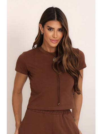 Blusa Moletom Gola Careca Atacado Feminina Revanche Amalfi marrom