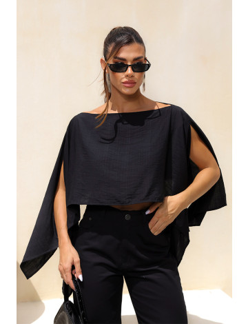 Blusa Ampla Manga Flutuante Atacado Feminina Revanche Alisca Preto
