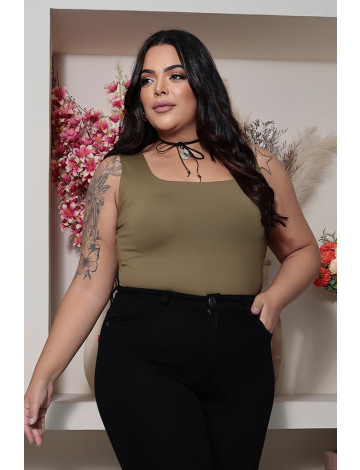 Blusa Curvy Alça Larga Atacado Feminina Revanche Pallantia Verde Musgo