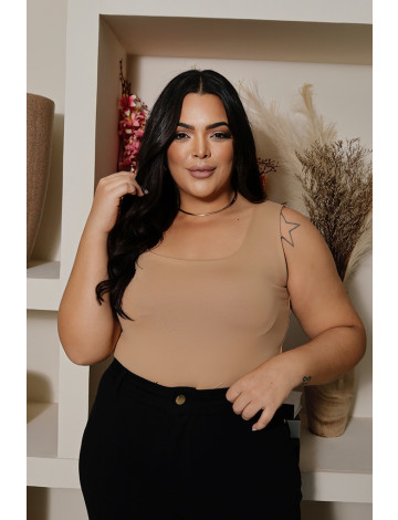 Blusa Curvy Alça Larga Atacado Feminina Revanche Pallantia Caramelo