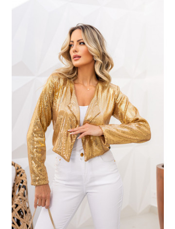 Blazer De Paetes Atacado Feminino Revanche Bogerud Dourado