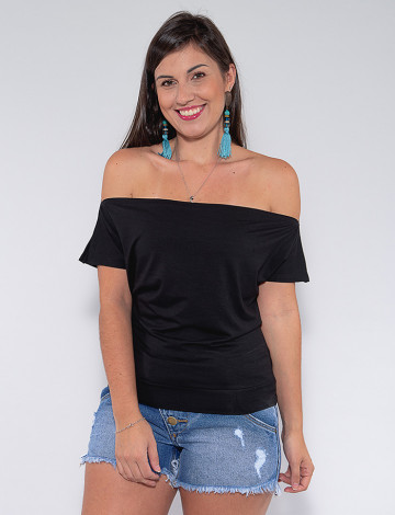 Blusa Ampla Atacado Feminina Revanche Francina Preto Frente