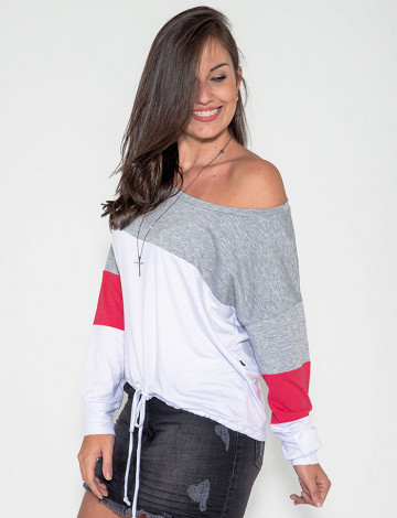 Blusa Atacado Ampla com Recorte Feminina Revanche Iemen Mescla Frente