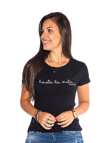 Blusa Atacado Estampa Feminina Revanche Hasta La Vista Preto Frente