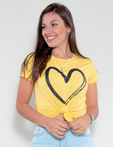 Blusa Atacado Feminina Revanche Coração Amarelo Frente